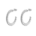 Silver twisted rope C-shape stainless steel hoop earrings for women in minimalist style - Multi-strand Twisted Steel Color