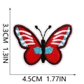 Detailed size view of blue butterfly embroidery patch measuring 4.5cm by 3.3cm - Red White Blue Butterfly (C19HD-068-23)