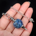 Lapis lazuli crystal ball pendulum with silver chain for dowsing and meditation - Lapis Lazuli