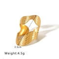 18k gold plated wide wavy titanium steel ring with vertical stripe texture for women - Irregular Wide Wave Style (NB-R2023053)