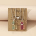 Magnetic couples necklace with green and purple hexagonal crystal stone pendants - Green and Red Pair