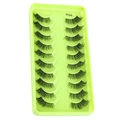 Detail view of 10 pairs of dense criss-cross false eyelashes in a green tray YK309 - Winged Dense Style (YK309)