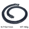 Mattschwarze Edelstahl-Panzerkette mit quadratischem Verschluss, Größe 710x11 mm - Schwarz (710x11mm)