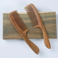 Natural sandalwood hair comb set with round handle and thick wooden grain texture - Style 8/Length 18.5cm