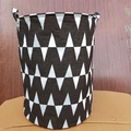 Large storage basket with black and white triangle pattern and sturdy handles - Black W Pattern