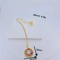 Collana retrò in oro con ciondolo in pietre colorate e bordo in micro diamanti - Catena Solo (Senza Orecchini) (#2)