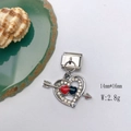 Detail of heart charm for modular bracelet with red enamel and sparkling crystal inlay - Model 133-Cupid's Arrow