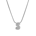 Silver snake chain necklace featuring a pave-set 'S' initial letter pendant with zircons - Silver S-Shape / Silver