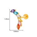 Titanium labret stud featuring rainbow marquise-cut zircons in a golden curved setting - Gold Multicolor Zircon Row Style (T2522-9#金) / 1.2*8mm