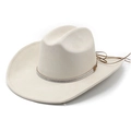 Cappello da cowboy vintage in pelle scamosciata beige con strass e tesa larga da esterno - M (56-57 cm) / Beige