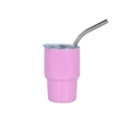Pink 3oz stainless steel mini tumbler with clear lid and curved metal straw - Light Purple (conical) / 3oz