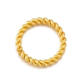 Golden twisted rope style minimalist stainless steel ring with elegant braided design - Twisted Braid (KLJ5062-Z)