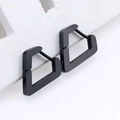 Minimalist matte black stainless steel geometric polygon hoop earrings for daily wear - Diamond-Shape 14mm Black