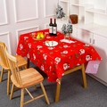 Nappe de Noël en polyester avec imprimés dessins animés et bords festonnés pour table - Père Noël Boîte Cadeau (Style 3)
