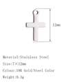Minimalist stainless steel cross pendant in 18K gold and silver finish, 7x12mm - DY1423 Cross Silver