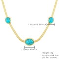 Gold-plated snake chain necklace featuring three oval turquoise stones with detailed edging - Large Oval Stone Necklace