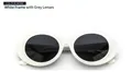Retro oval sunglasses with solid white wide frames and dark grey lenses for women - Solid White Frame Grey Lens