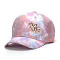 Gorra de béisbol para niños con tela tie-dye rosa y azul y corazones de oro y strass - 54 / Rosa y Púrpura (A)