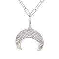 Collana a mezzaluna d'argento con catena a graffetta e cristalli scintillanti - Argento