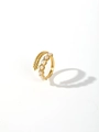 Detailed close-up of golden braided ring featuring a cluster of six white pearls - Woven Texture Six Pearls Gold (Style 6)