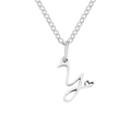 Silver-toned letter y necklace with a cutout heart pendant on a delicate chain - Letter Y (Y-Silver) / Steel Color