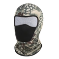 Detail of camouflage tactical face mask featuring breathable black mesh fabric on mouth area - L / Green Python Pattern