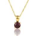 925 silver necklace with golden round deep red garnet pendant and thin link chain - July - Garnet Red