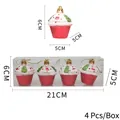 Set di 4 ornamenti natalizi a forma di cupcake in confezione regalo rossa, bianca e verde - Cupcake / Scatola da 4 pezzi / Rosso