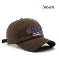 Vintage coffee brown cotton baseball cap with blue and white Canada letter embroidery - Brown