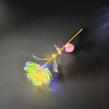 24K gold foil rose with colorful LED light and gold stem on dark background - Colorful Gold Yellow + Heart Light