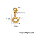 Round zircon pendant in stainless steel with golden lobster clasp for DIY bracelets - Gold Letter O Zirconia Pendant