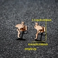 Rose gold stainless steel flamingo stud earrings with detailed dimensions and 2g weight - 096 Flamingo / Rose Gold