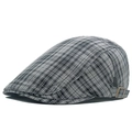 Klassieke baret met zwart-wit ruitpatroon en verstelbare koperen gesp aan de zijkant - Verstelbaar / Grijs Ruit