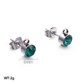 Orecchini a perno da 6mm in acciaio inossidabile con cristallo verde e piccoli anellini - Stile Pietra Verde(KLJ552-Z)