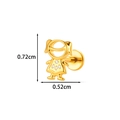 Titanium oorknopje met gouden meisjesfiguur en sprankelende zirkonia stenen - Meisje (T2582-4#) / Goud