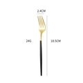 Golden 304 stainless steel dinner fork with black handle including size and weight specs - Black Gold Medium Fork