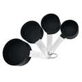 4-piece set of black measuring cups with stainless steel handles and engraved measurements - Black Large 4Pcs Measuring Cups Set