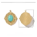 Detailed size specifications of 23mm x 19mm for turquoise heart pendant in stainless steel - VG294 Gold Vintage Light Green Natural Stone Pendant