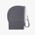 Deep grey knit wool balaclava with adjustable drawstring and ribbed neck protection - Dark Grey (24B062)