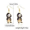 Halloween drop earrings featuring a black and white skull charm with gold hooks - Grim Reaper Skull(ER24Y0401)