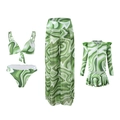 Détail d'un ensemble de maillot de bain 4 pièces avec bikini et pantalon en maille - 152 / Haut Et Bas / Vert