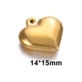 Polished golden stainless steel heart charm 14x15mm for DIY jewelry making - 14x15mm / Gold