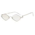 Lunettes de soleil sans monture en forme de losange avec verres gris et cadre argenté - Monture Argentée Verres Miroir Argent