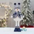 Pupazzo di neve natalizio da 50cm con vestito a quadri blu e cappello di maglia - 50cm-Stile B