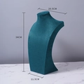 Velvet necklace bust display stand in peacock blue with 34cm height dimensions - Green Velvet H-type 34cm High