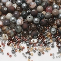 Mixed 8mm glass seed beads in earthy brown and grey tones for DIY jewelry making - Dark Amber Series