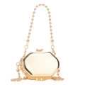 Mini bolso octogonal chic en metal dorado con acabado pulido y correa de cadena - Dorado