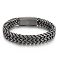 Bracciale da uomo in acciaio al titanio vintage con maglia a doppia fila e chiusura magnetica - Nero Canna di Fucile (KB162458-KFC)