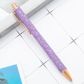 Chic purple glitter retractable ballpoint pen with rose gold metal accents and clip - New Glitter Purple