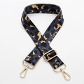 Adjustable leopard print bag strap in navy blue and khaki with gold metal hardware - No.185